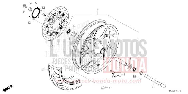 ROUE AVANT de CMX 1100 "Rebel" GUNMETAL BLACK METLLIC (NHC52) 2022
